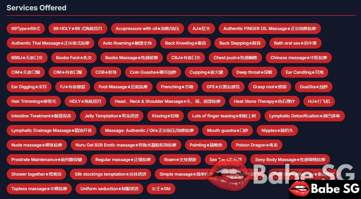 The escort models at Babe SG always provide a variety of entertainment services to satisfy customers